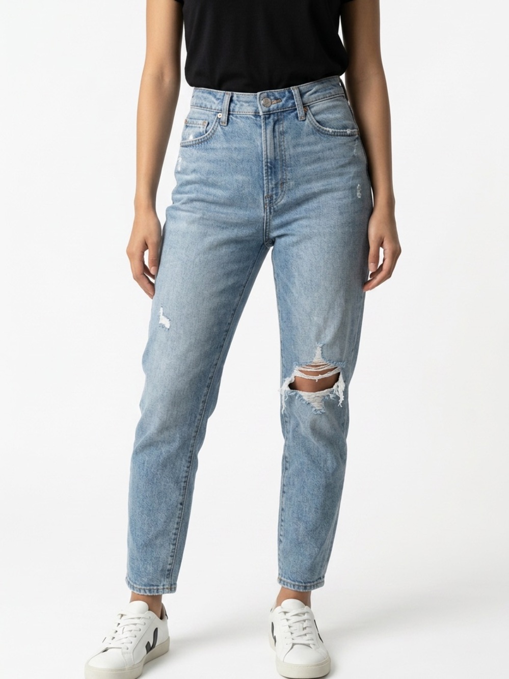 EXPRESS | Curvy Skinny High-Rise Light Blue Distressed Jeans Women’s Size 4